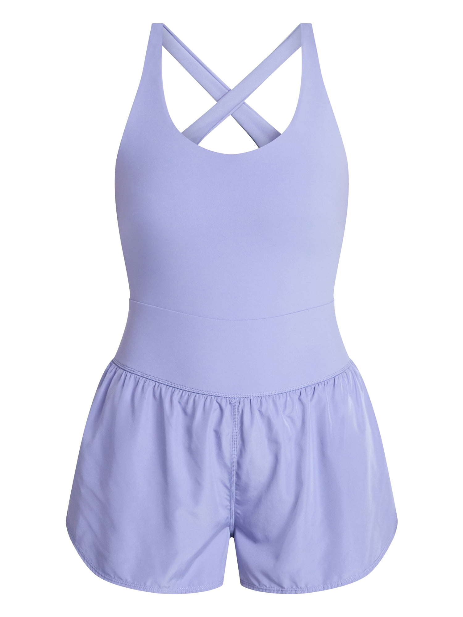 Avia Women's Cross Back Active Buttersoft Romper, Sizes XS-4X