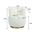 thumbnail image 5 of Swivel Accent Chair, Swivel Cuddle Barrel Chair with Metal Base, Upholstered Round Sofa Chair with Deep Seat, Swivel Fluffy Teddy Fabric Armchair for Living Room, Bedroom, Office, White Teddy, 5 of 9