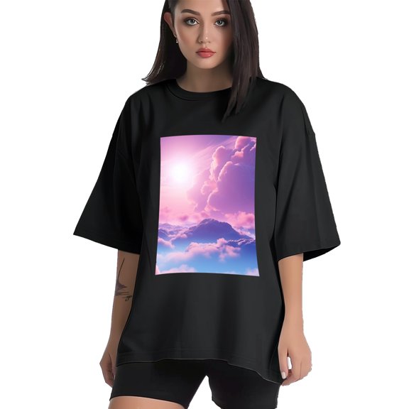 Plus Size Shirt for Women Black Tops for Women Short Sleeves Shirt for Women Sky 2 T Shirt Crewneck Shirt for Women XS