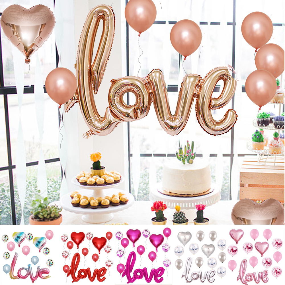 Dengjunhu 1 Set Valentines Day Party Decorations Set Love Foil Balloon ...