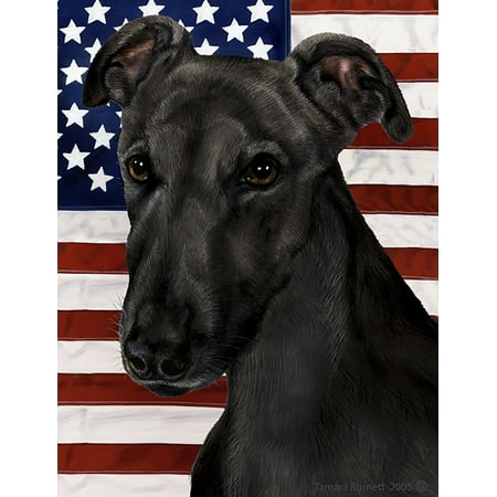 Greyhound Black - Best of Breed Patriotic II Garden Flags