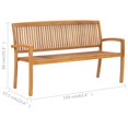 thumbnail image 4 of vidaXL 3-Seater Stacking Garden Bench 159 cm Solid Teak Wood, 4 of 4