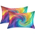 thumbnail image 2 of GZHJMY Satin Pillowcase for Hair and Skin Breathable Slip-Cool, Wrinkle-Resistant Soft and Smooth 20x30In Single Side Envelope Opening Without Zipper Circle Colorful, 2 of 7