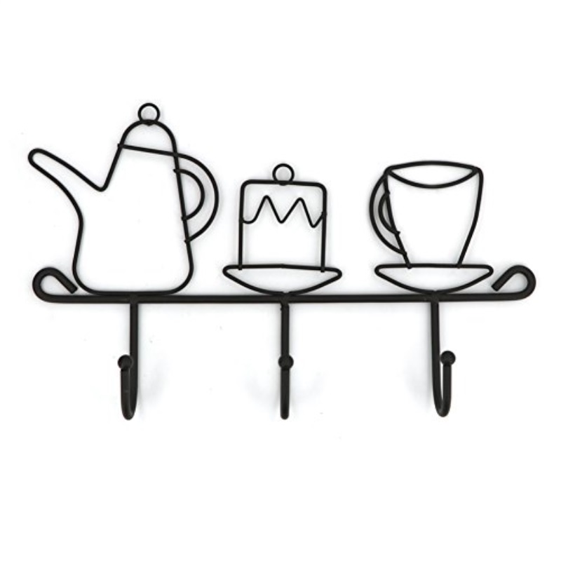 Ommito Wall Mounted Hooks Rack 11 Inches Iron 3 Hooks Kitchen Home