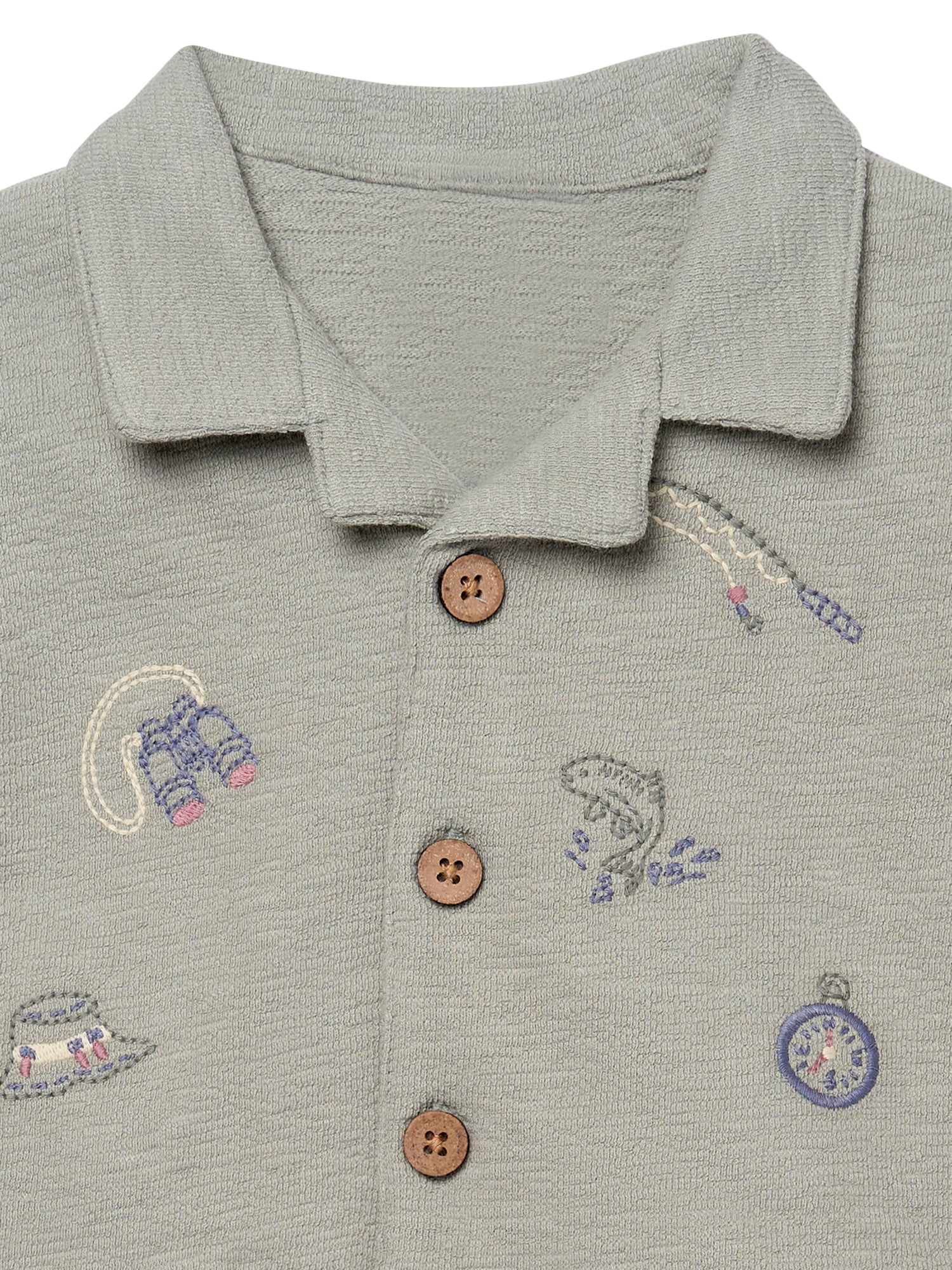 Modern Moments by Gerber Baby Boy Button Down Shirt and Short Set, 2-Piece, Sizes 0/3 Months - 24 Months