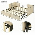 thumbnail image 6 of Twin Size upholstered platform bed frame with pop-up trundle, no box spring, beige for guest room, 6 of 15