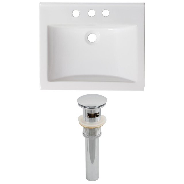 American Imaginations 48-in. W 1 Hole Ceramic Top Set In White Color - Overflow Drain Incl. AI-15570