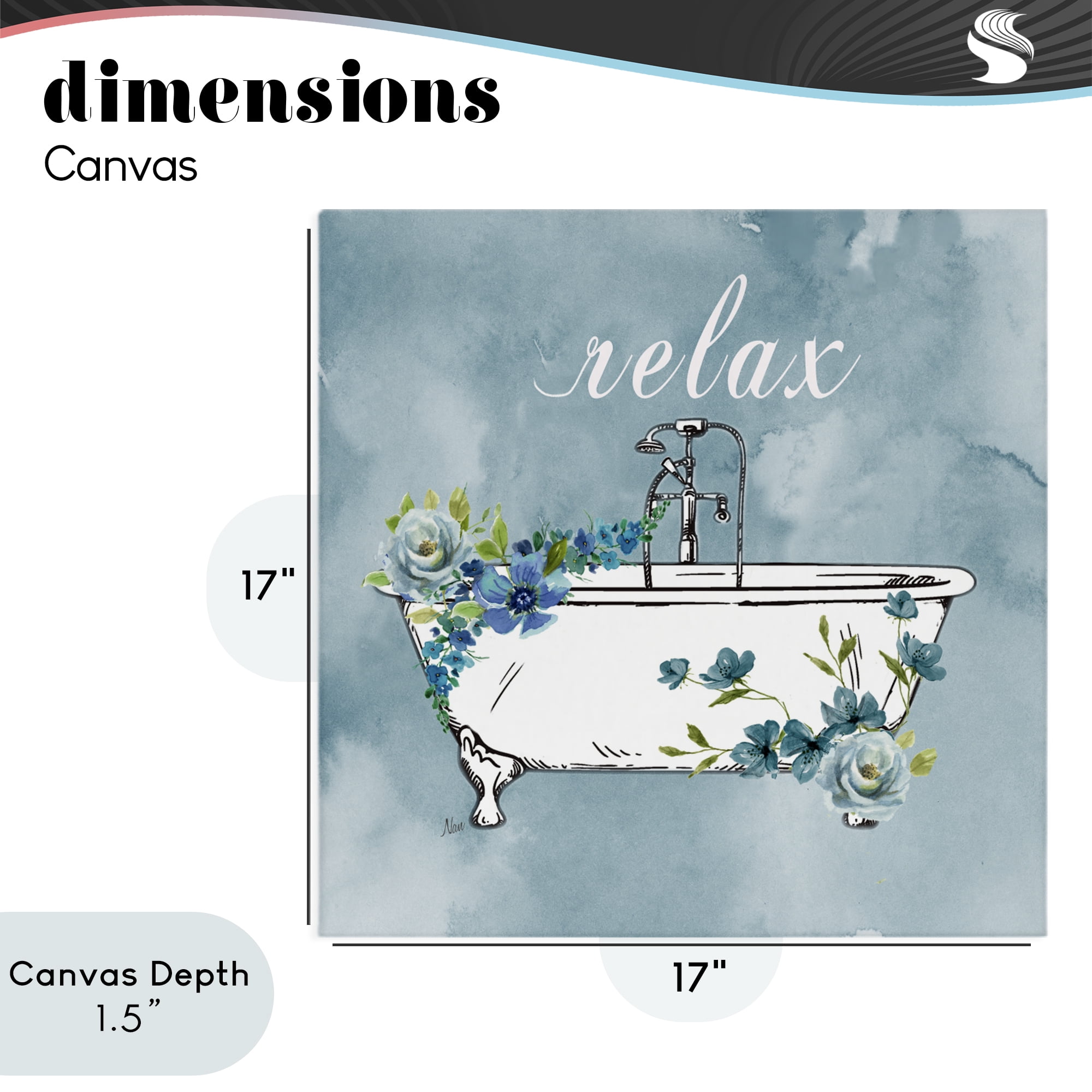 Stupell Industries Floral Bathroom Rules Relax Canvas Wall Art, design by Nan
