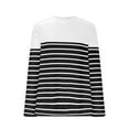 thumbnail image 4 of Plus Size Striped Tops Womens Fall Winter Casual Comfy Long Sleeve Crew Neck Lightweight Pullover (XL, White), 4 of 4
