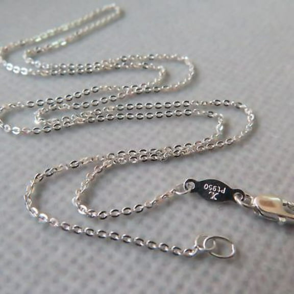 Real Platinum Pt950 Necklace For Women Lucky 1mmW O Chain Link Gift 16.5inchL New Gift