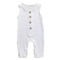 thumbnail image 2 of Toddler Baby Summer Cotton Romper Solid Color Sleeveless Button-Down Button Closure Vertical Striped Jumpsuit Romper, 2 of 5