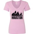 thumbnail image 3 of Inktastic Houston Skyline Grunge Women's V-Neck T-Shirt, 3 of 5