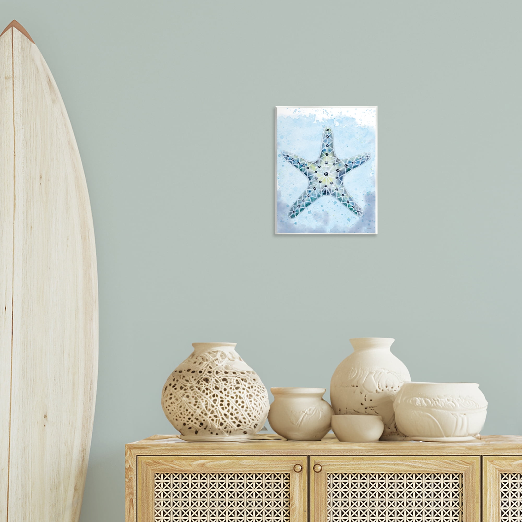 Stupell Industries Stained Glass Starfish Nautical & Beach Painting Unframed Art Print Wall Art, 11 x 14