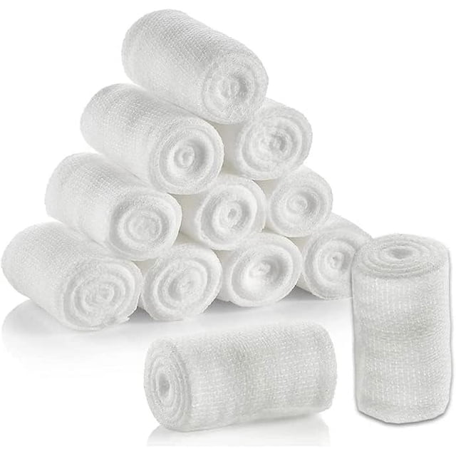 PinesC Gauze Rolls - Confirming Stretch Bandage Rolls - 12 Rolls Individually Wrapped - Bandage Wrapping for Dressing All Types of Wounds (3 inches) 3 Inch