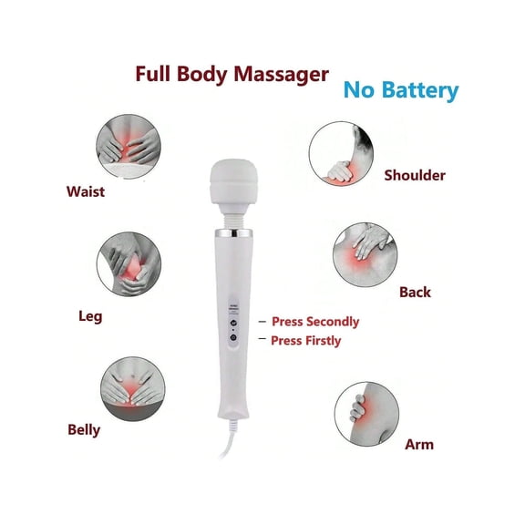 10 Speeds USB Wired Powerful Handheld Wand Massager with Strong Vibration, Personal Therapy Massager
