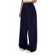 thumbnail image 2 of Women's Casual Pants High Waisted Side Pocket Straight Leg Work Pants Women'S Fashionable High Waist Zipper Casual Pants Suit Pants,Blue Women's Casual Pants L, 2 of 7