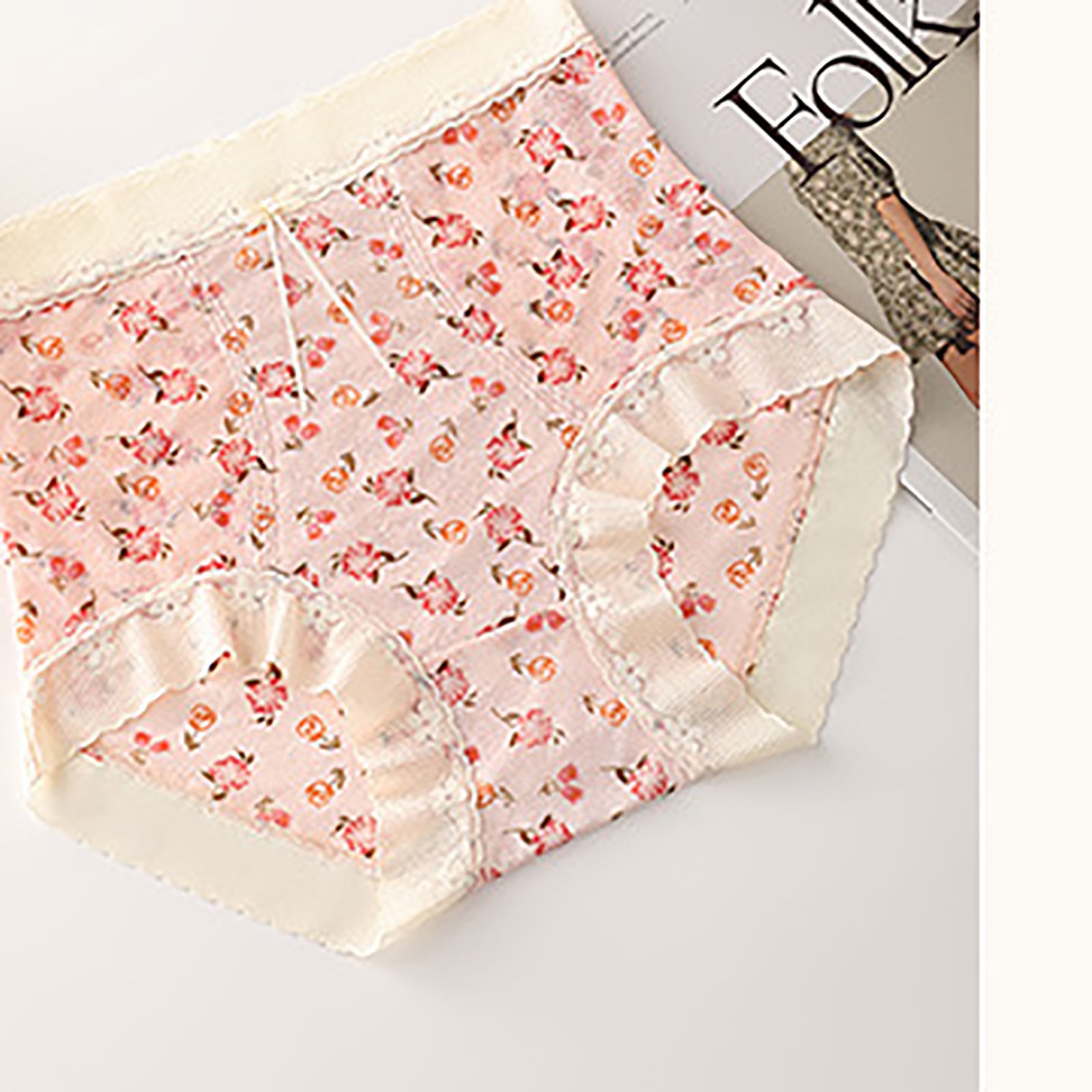 BZGTZT Women's Underwear Cotton Panties Floral Print Cherry Cute