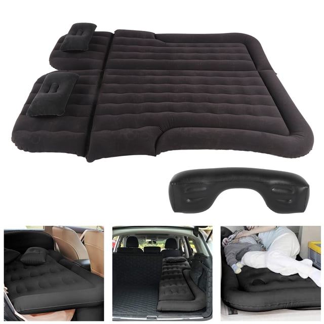 Matelas Pneumatique de Voyage Portable, avec Pompe Gonfleuse 12 V, Flocage Doux, Confortable et Robuste, Coussin de Lit à Gonflage Électrique pour VUS MPV VR, Convient aux Berlines et VUS