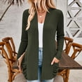 thumbnail image 7 of ATOYSOY Women's Solid Color Strip Pocket Knit Cardigan Jacket Duster Sweater Cardigan Workout Cardigan for Women Green L, 7 of 7