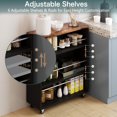 thumbnail image 4 of Wonline Slim Storage Rolling Cart with 3-Tier Adjustable Shelving Organizer for Kitchen,Bathroom,Laundry Room(Black), 4 of 9