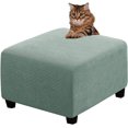 thumbnail image 1 of Ottoman Cover Slipcovers Square Fit Length 13"-44" Footrest, Stool Covers, Ottoman Protector Cover, Footstool Covers with Stretch Thick Checked with Elastic Bottom, Removable Washable(Sage,M(46-56cm)), 1 of 7