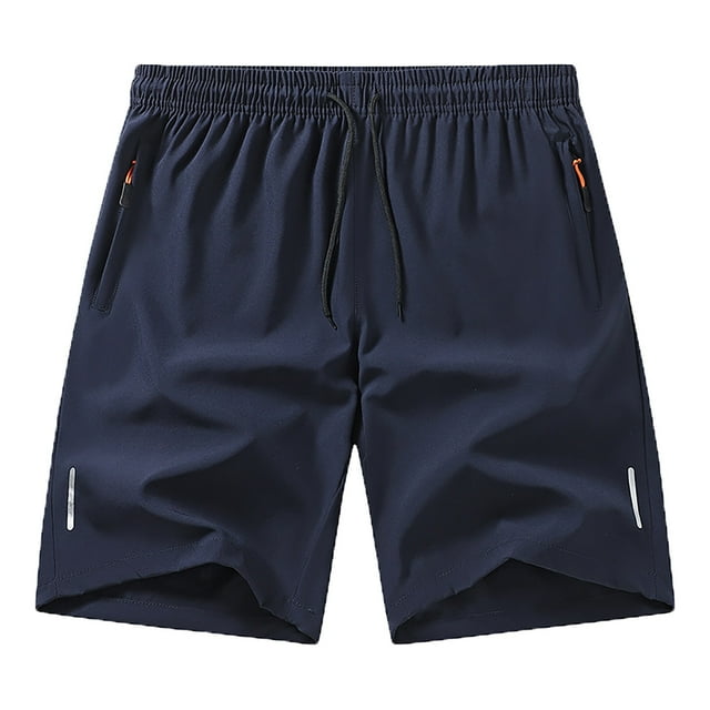 Men's Solid Color Zipper Pocket Shorts Casual Breathable Athletic Summer Shorts