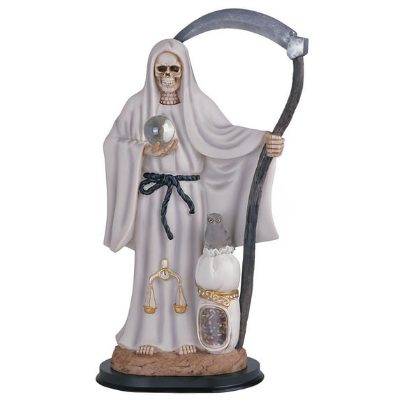 FC Design 16"H White Santa Muerte Holding Scythe with Sack Our Lady of The Holy Death Figurine Statue Sculpture Ornament Decoration Home/Room Decor and Unique Gift Ideas