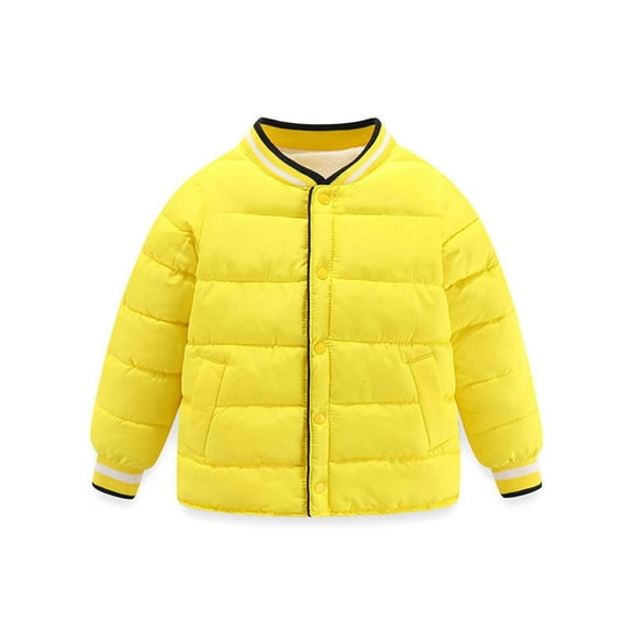 Kids Toddler Down Jacket Collarless Button Up Thick Sherpa Fleece Lined Warm Winter Coats for Boys Girls 1-10T (8-10 Years, Yellow)