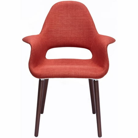 Upholstered Dining Chairs With Arms 2xhome Orange Mid Century Modern Upholstered Fabric Organic Accent Living Room Dining Chair Armchair Set With Back Armrest Natural Light Wood Wooden Legs for Kitchen Bedroom ()