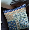 thumbnail image 2 of Flower Castle Patchwork Faux Suede Fabric Throw Pillow in Navy and Orange 16x16, 2 of 6