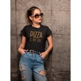 thumbnail image 2 of "Pizza Is My Bae" Funny Food Quote Women Black T-Shirt, Female Large, 2 of 4