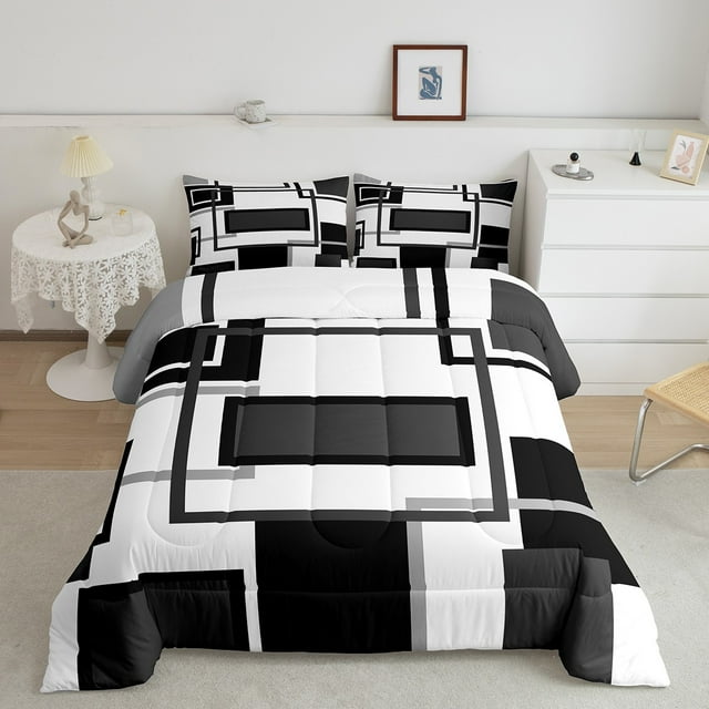 Erosebridal Modern Abstract Comforter Sets Toddler Size, Geometric Stripe Comforters & Duvets, Minimalst Decor, Reversible 2pcs
