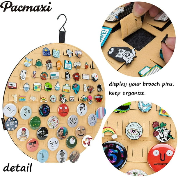 PACMAXI Hanging Brooch Pin Display Holder, Wall Pin Collection Storage  Organizer, Cute Pin Banner Case Hold Up to 76 Pins.(Pins not Included)  (Black)