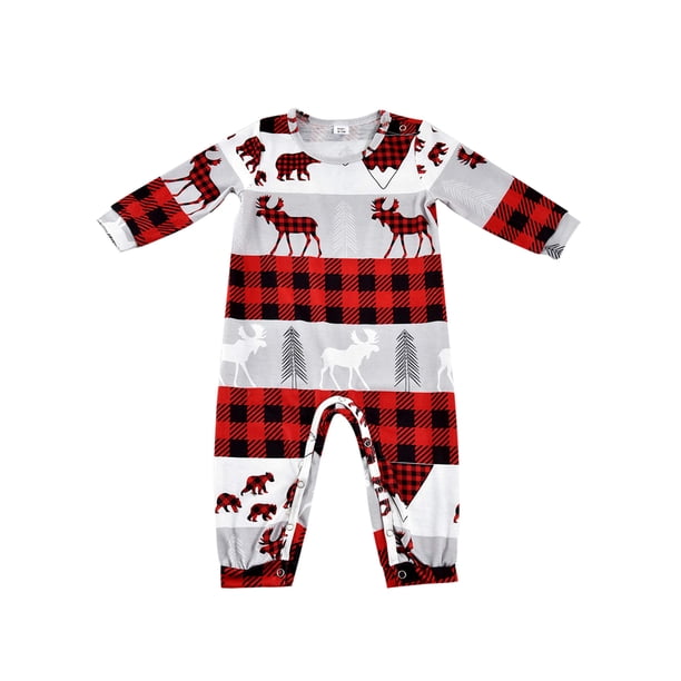 Qarigey Navidad Ropa de dormir Navidad Dibujos animados Impreso Loungewear Manga larga Pijama Bebé: 18-24M