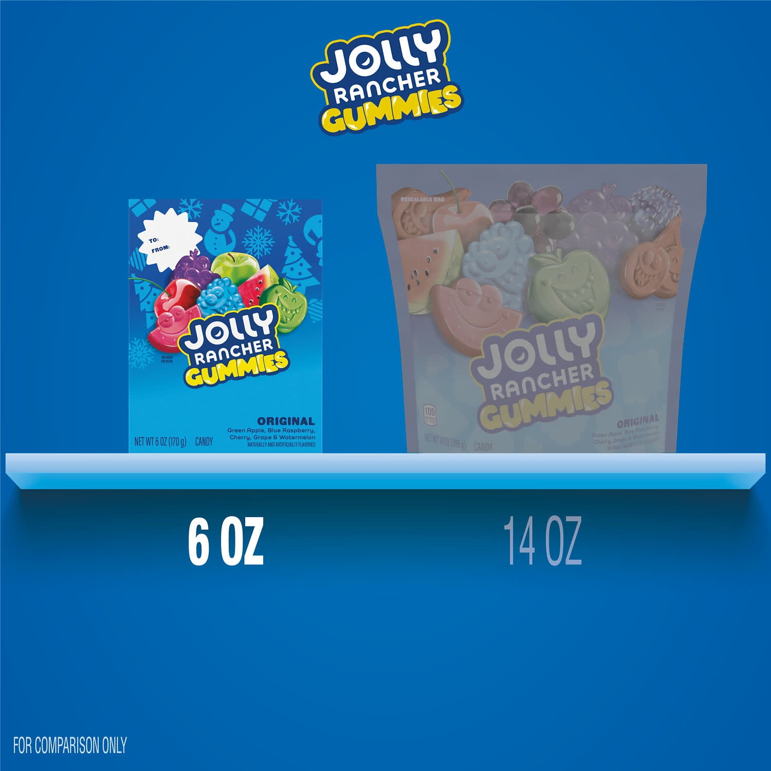 (2 pack) Jolly Rancher Gummies Original Fruit Flavored Christmas Holiday Candy Stocking Stuffers, Gift Box 6 oz