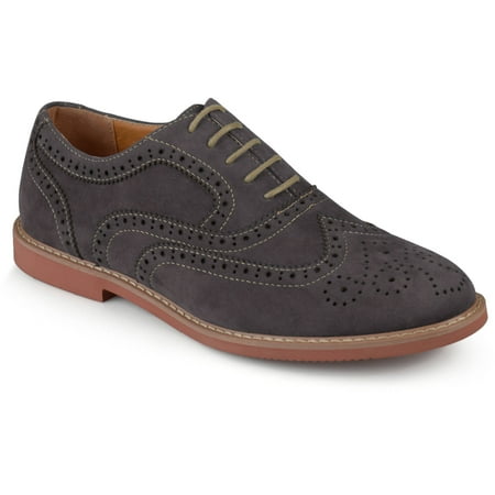Perforated Wing Tip - Daxx Men's Lace-up Perforated Wing Tip Faux Suede Oxford Dress Shoes