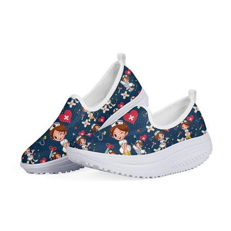 

WHEREISART Women s Shoes Casual Sneakers Flats Platform Heightreasing Nurse Cute Summer Mesh Fitness Swing Shoe for Ladies
