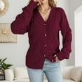thumbnail image 4 of Cardigan Sweaters for Women Long Sleeve V-Neck Button Down Cable Knit Sweater Jacket Coat Womens Cardigan Sweaters, 4 of 6