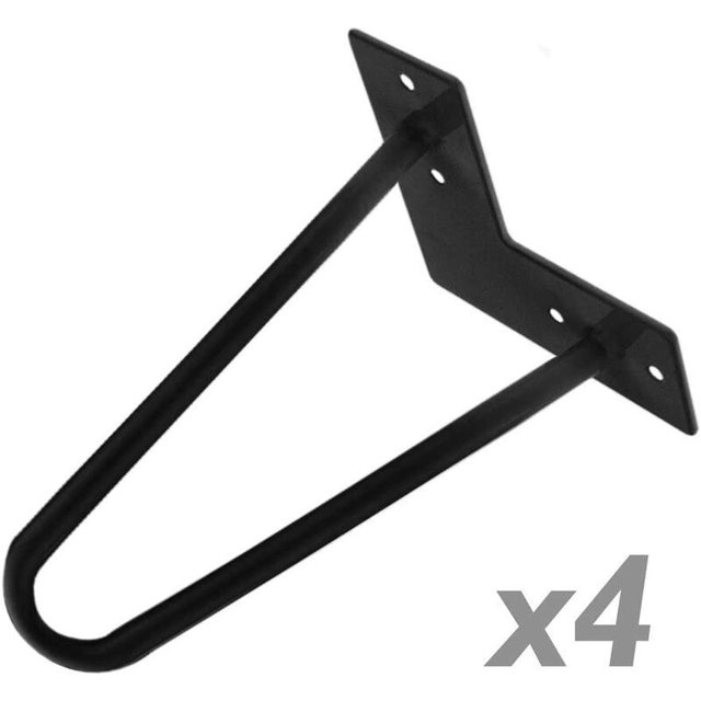 Paquete de 4 muebles de oficina JAMW Patas de mesa de acero 2 postes 20 cm negro