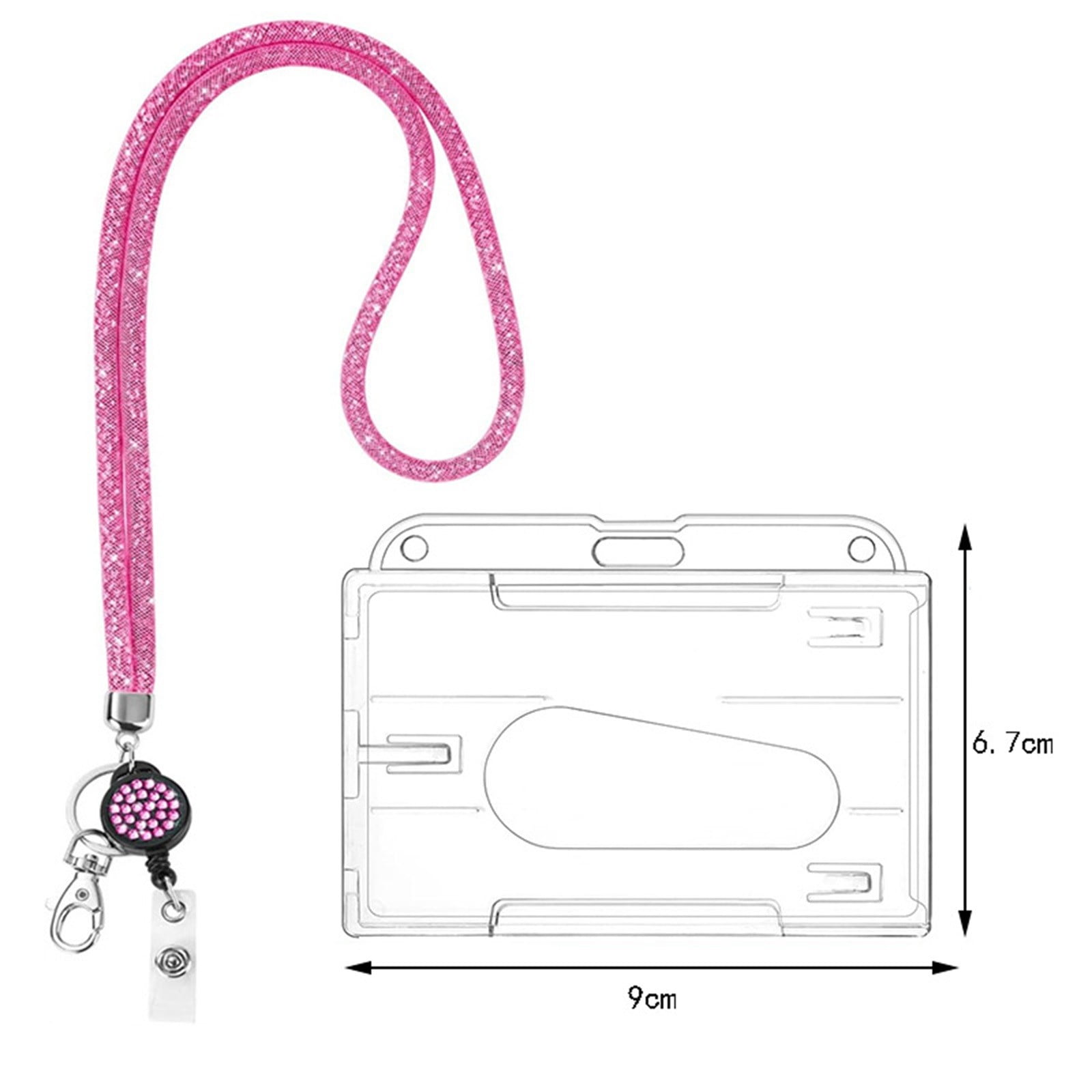 SLUOHZXI Lanyards for ID Badges- Bling Badge Lanyard with ID Badge Holder Retractable Crystal Teacher Lanyard Retractable Keychain Cruise Ship Lanyards for Women,Transparent PC Case Protector