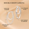 thumbnail image 5 of LeCalla 925 Sterling Silver Double Hoop Earrings | Curved Double-Hoop Earrings, 5 of 7
