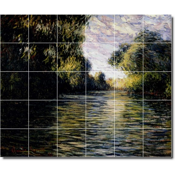 Ceramic Tile Mural-Claude Monet Country Painting 85. 25.5" w x 21.25" h using (30) 4.25 x 4.25 ceramic tiles
