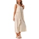 thumbnail image 4 of INSPIRE CHIC Vestidos de Verano para Mujeres Sin Mangas con Escote en V, Decoración de Botones, Vestido Maxi Flowy de Tanque para Playa S Color Albaricoque, 4 of 6