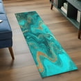 thumbnail image 3 of 2'x6' Rug Runners for Hallways Kitchen, Turquoise Marble Non Slip Entryway Beside Floor Carpet Runner, Farmhouse Modern Abstract Aesthetic Washable Laundry Room Bedroom Throw Rugs Mat for Family Pet, 3 of 8