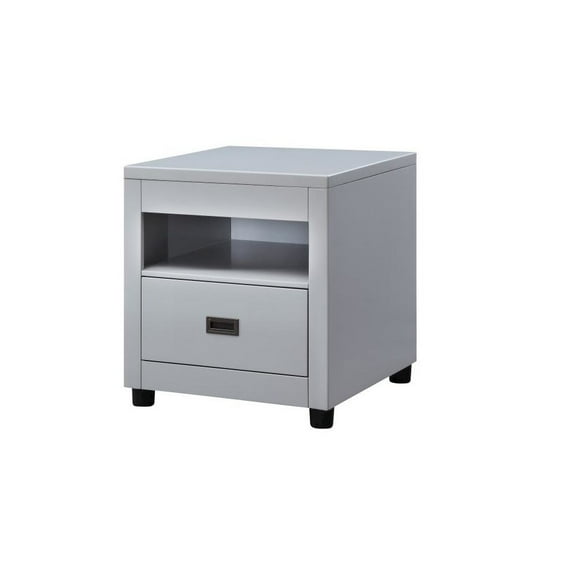 ACME Eleanor 1-Drawer Wooden End Table with Open Compartment in Dove Gray
