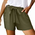 thumbnail image 2 of Women'S Shorts with Pockets Summer Casual Shorts for Women Waist Adjustable Tie Knot Loose Green M, 2 of 10