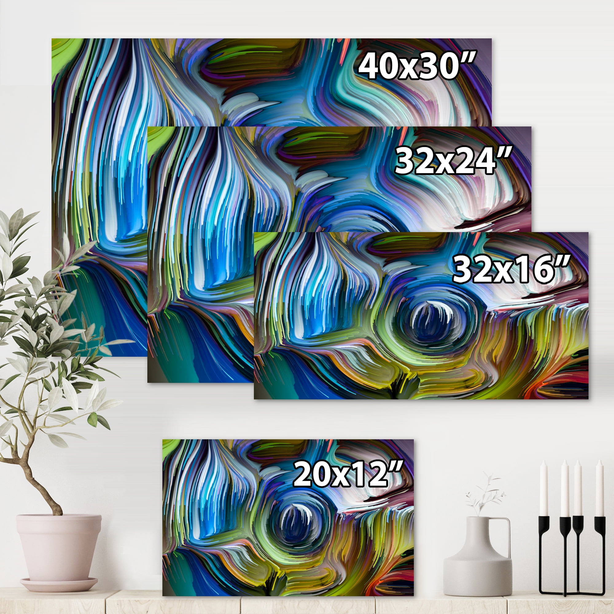 arts-4　e④ Colour Spiral Fusion 8 in x 12 in Painting Canvas Art Print, by