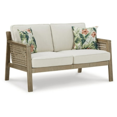 Outdoor Barn Cove Wicker Loveseat with Cushion  Brown