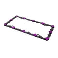 thumbnail image 4 of Creathome 3D Shining Daisy Heart License Plate Frame from Pure Zinc Alloy Metal Perfect Plate Holder, Matt Black with Purple Glitter, Luminously Heart, 4 of 7