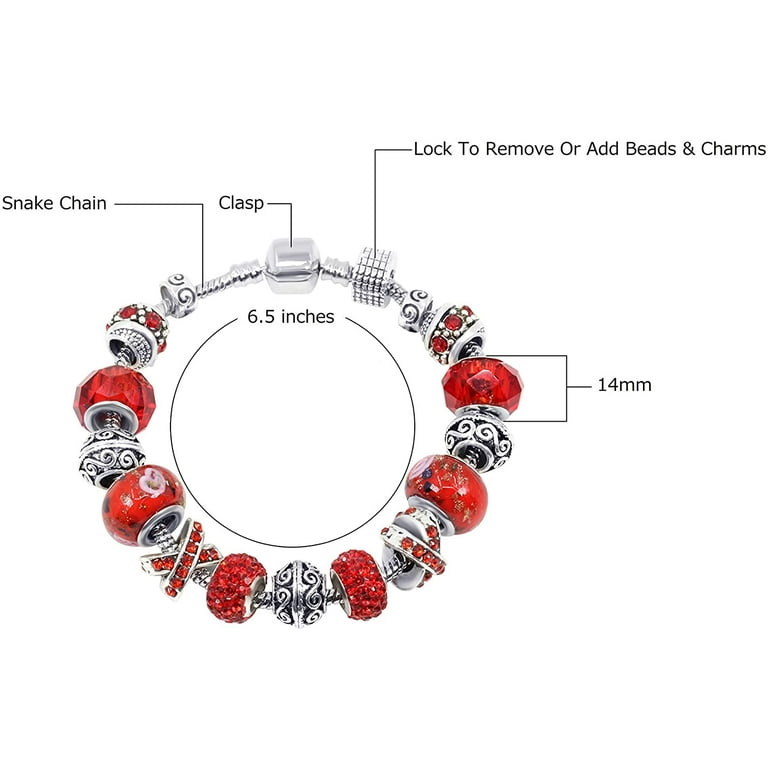 Savlano Silver Tone Charm Bracelet With Pink Crystal And Murano
